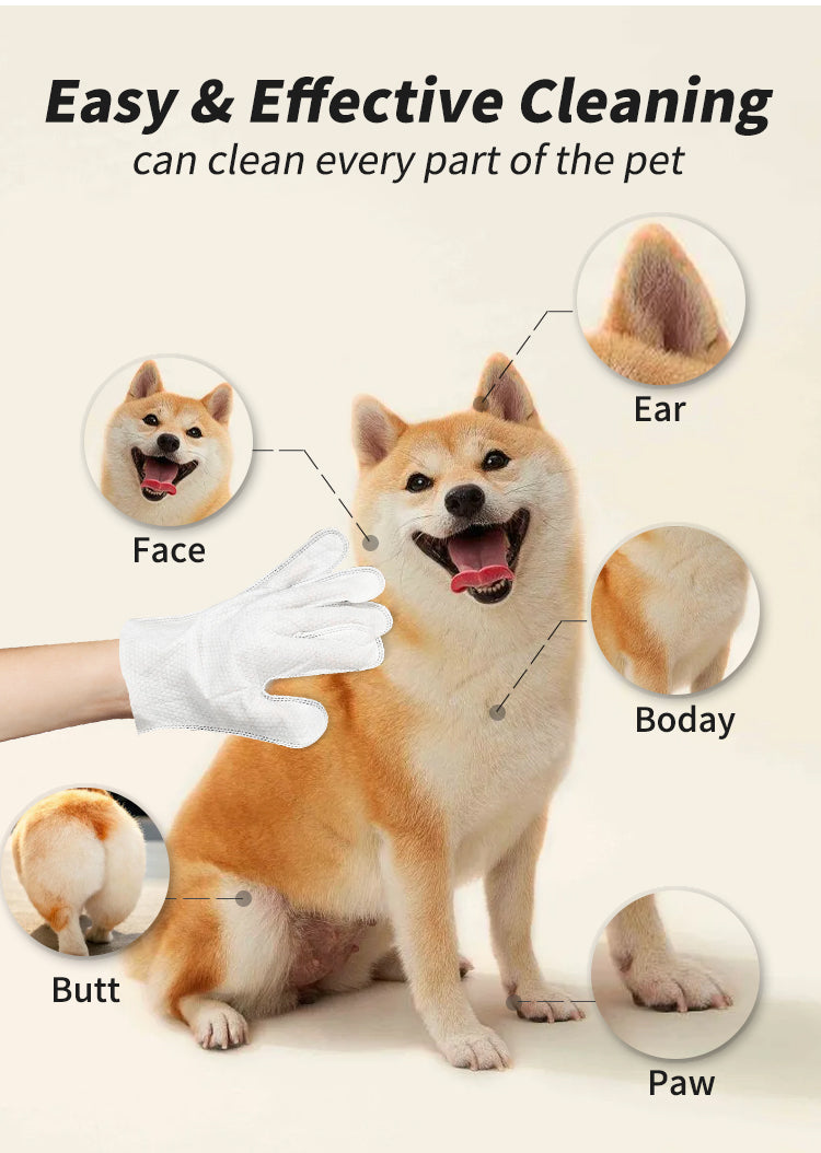 Pet Cleaning Glove Wipes – Grooming & Bathing Gloves for Dogs & Cats