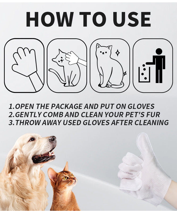 Pet Cleaning Glove Wipes – Grooming & Bathing Gloves for Dogs & Cats