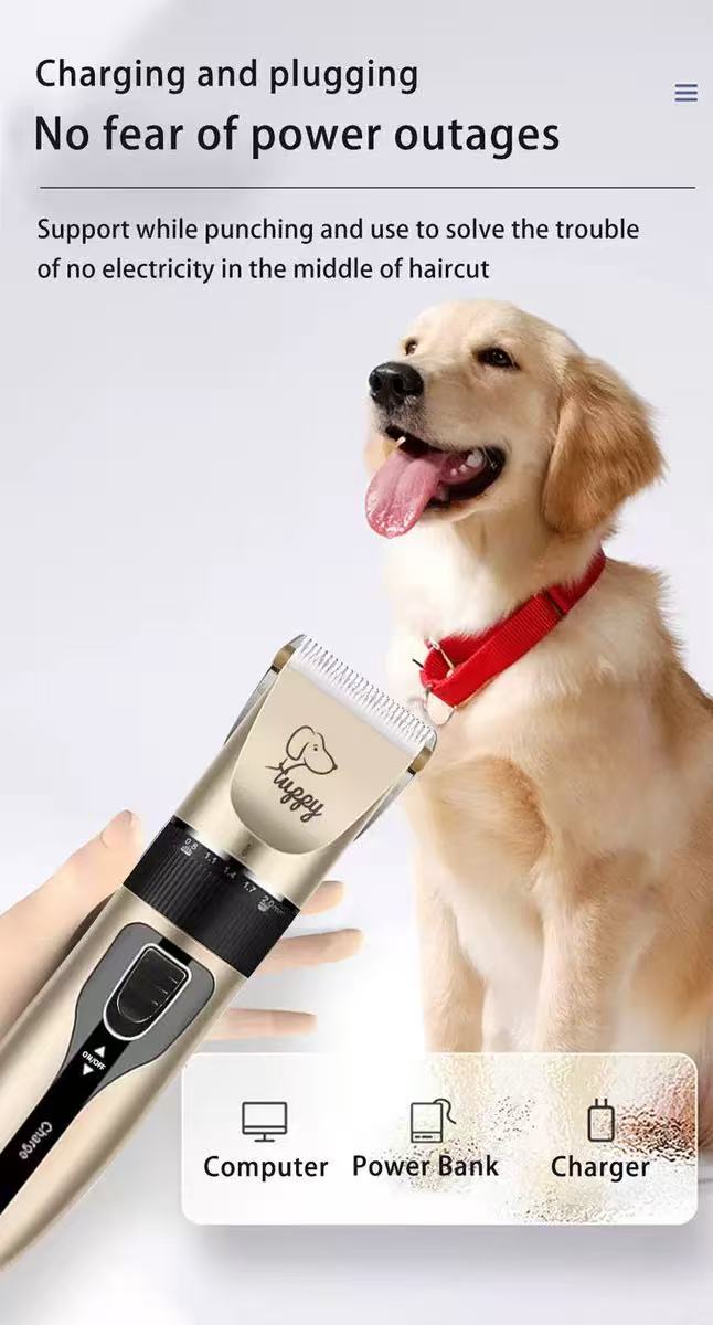 Rechargeable Pet Hair Clipper Set – Professional Grooming Kit with 4 Guard Combs for Dogs & Cats