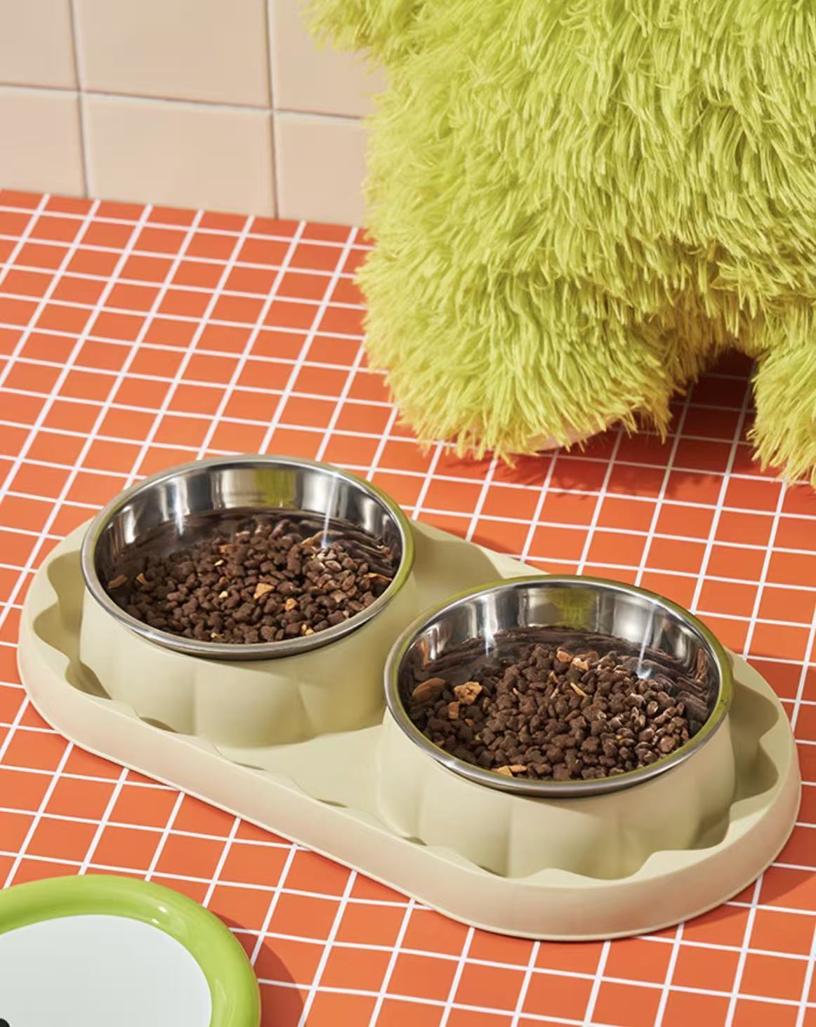 Double Pet Bowl Set – Food & Water Feeder for Dogs & Cats