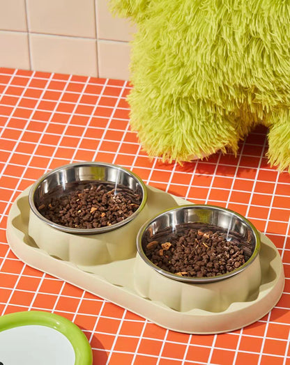 Double Pet Bowl Set – Food & Water Feeder for Dogs & Cats