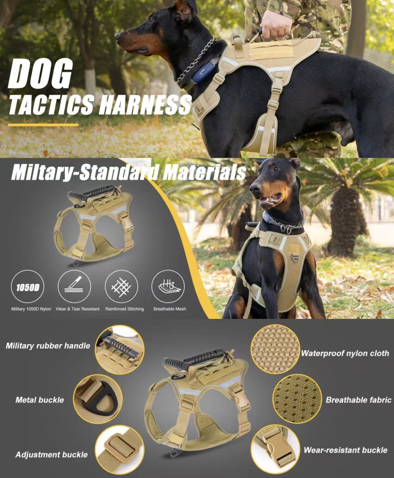 Pet Harness with Handle & Reflective Strips – Oxford Fabric No-Pull Vest with Leash