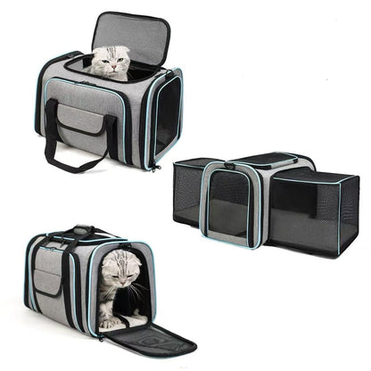 Expandable Pet Carrier Bag – Foldable Travel Tote for Dogs & Cats (Handheld & Shoulder Strap)