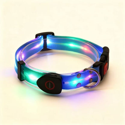 USB Rechargeable LED Pet Collar – Light-Up Safety Necklace for Dogs & Cats