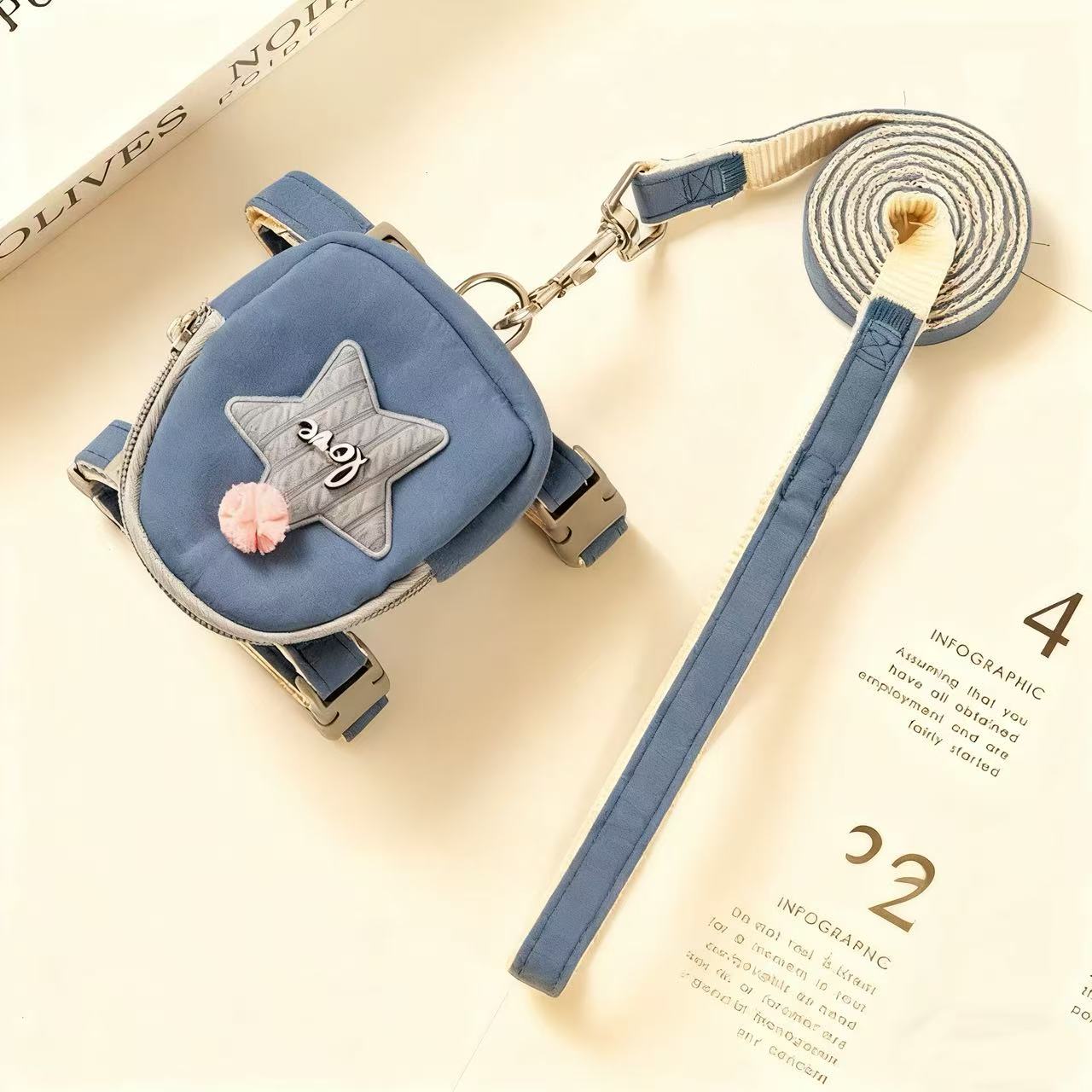 Vest-Style Pet Harness with Small Pocket – Adjustable No-Pull Harness for Small & Medium Pets (Leash Included)