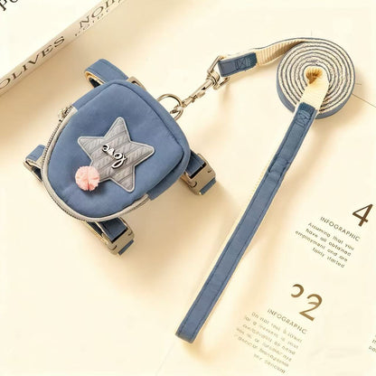 Vest-Style Pet Harness with Small Pocket – Adjustable No-Pull Harness for Small & Medium Pets (Leash Included)