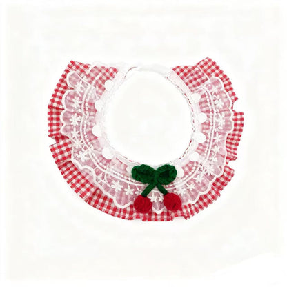 Lace Pet Bib with Bow – Cute Apron-Style Bandana for Cats & Dogs