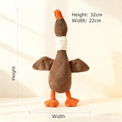 Durable Brown Goose Plush Dog Toy – Squeaky Chew & Play Toy for All Dogs
