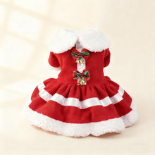 Christmas Pet Dress with Red Bow & Bells – Festive Outfit for Dogs & Cats
