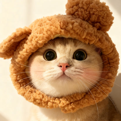 Bear Pet Hat – Cute Plush Costume Cap for Cats & Dogs