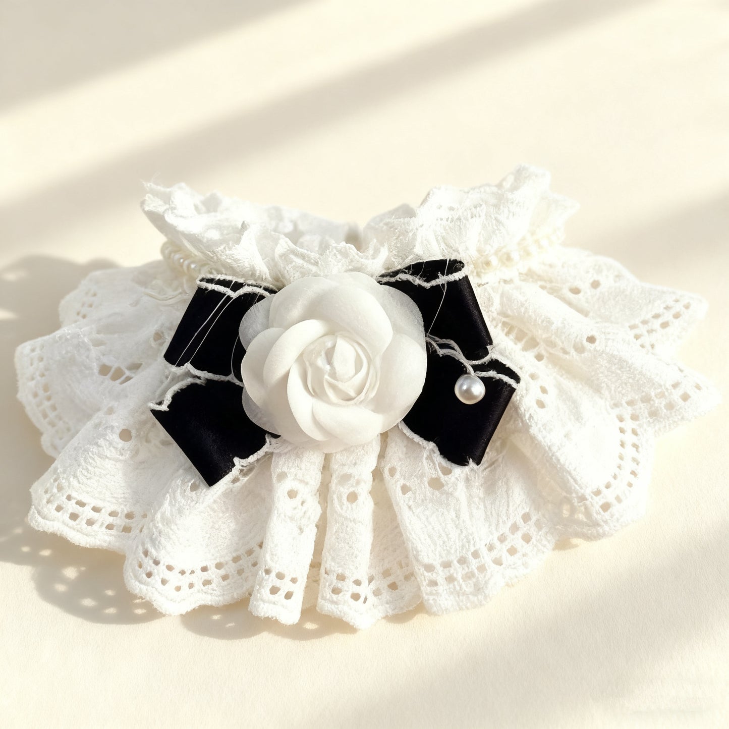 White Camellia Pet Bandana – Stylish & Absorbent for Dogs & Cats