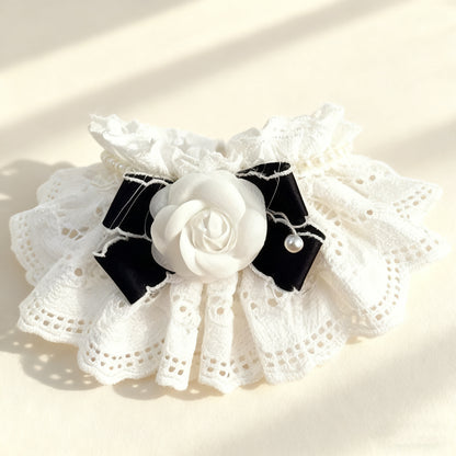 White Camellia Pet Bandana – Stylish & Absorbent for Dogs & Cats