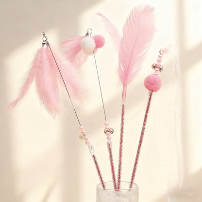 Cat Teaser Wand Set – 5-Piece Interactive Toy for Cats