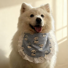 Lace Pet Bandana with Cartoon Dog Print – Cute Adjustable Bib for Cats & All Dog Sizes