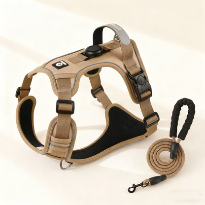 Reflective Pet Harness with GPS Holder – No-Pull Safety Vest with Leash for Dogs & Cats