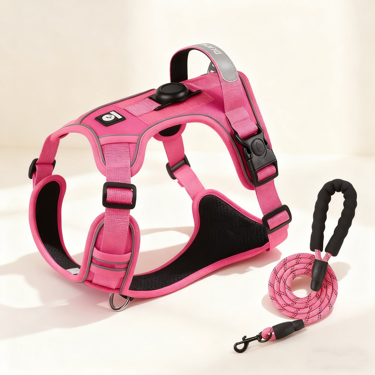 Reflective Pet Harness with GPS Holder – No-Pull Safety Vest with Leash for Dogs & Cats