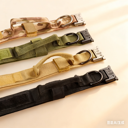Tactical Pet Collar with Handle – Heavy-Duty Outdoor Nylon Collar for Medium & Large Dogs