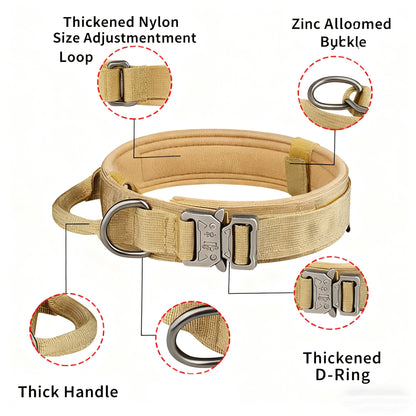 Tactical Pet Collar with Handle – Heavy-Duty Outdoor Nylon Collar for Medium & Large Dogs