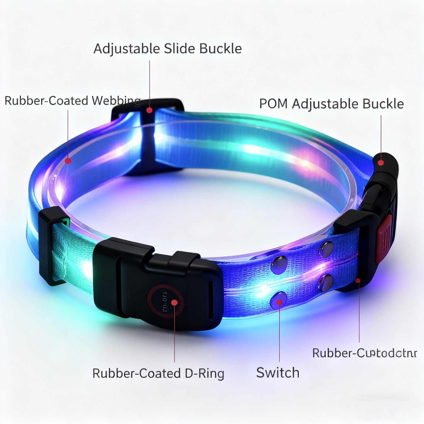 USB Rechargeable LED Pet Collar – Light-Up Safety Necklace for Dogs & Cats