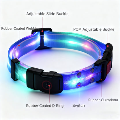 USB Rechargeable LED Pet Collar – Light-Up Safety Necklace for Dogs & Cats