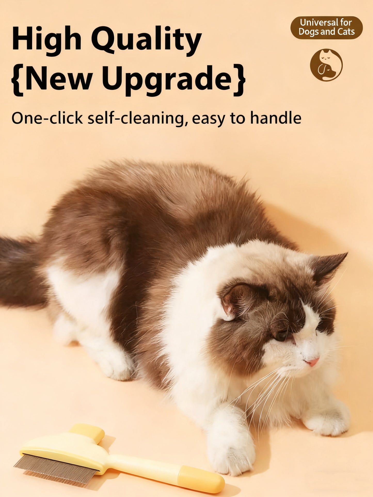 Pet Deshedding Brush – One-Click Loose Hair Remover for Dogs & Cats