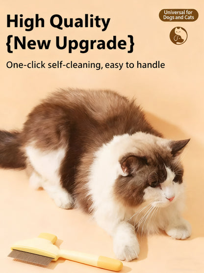 Pet Deshedding Brush – One-Click Loose Hair Remover for Dogs & Cats