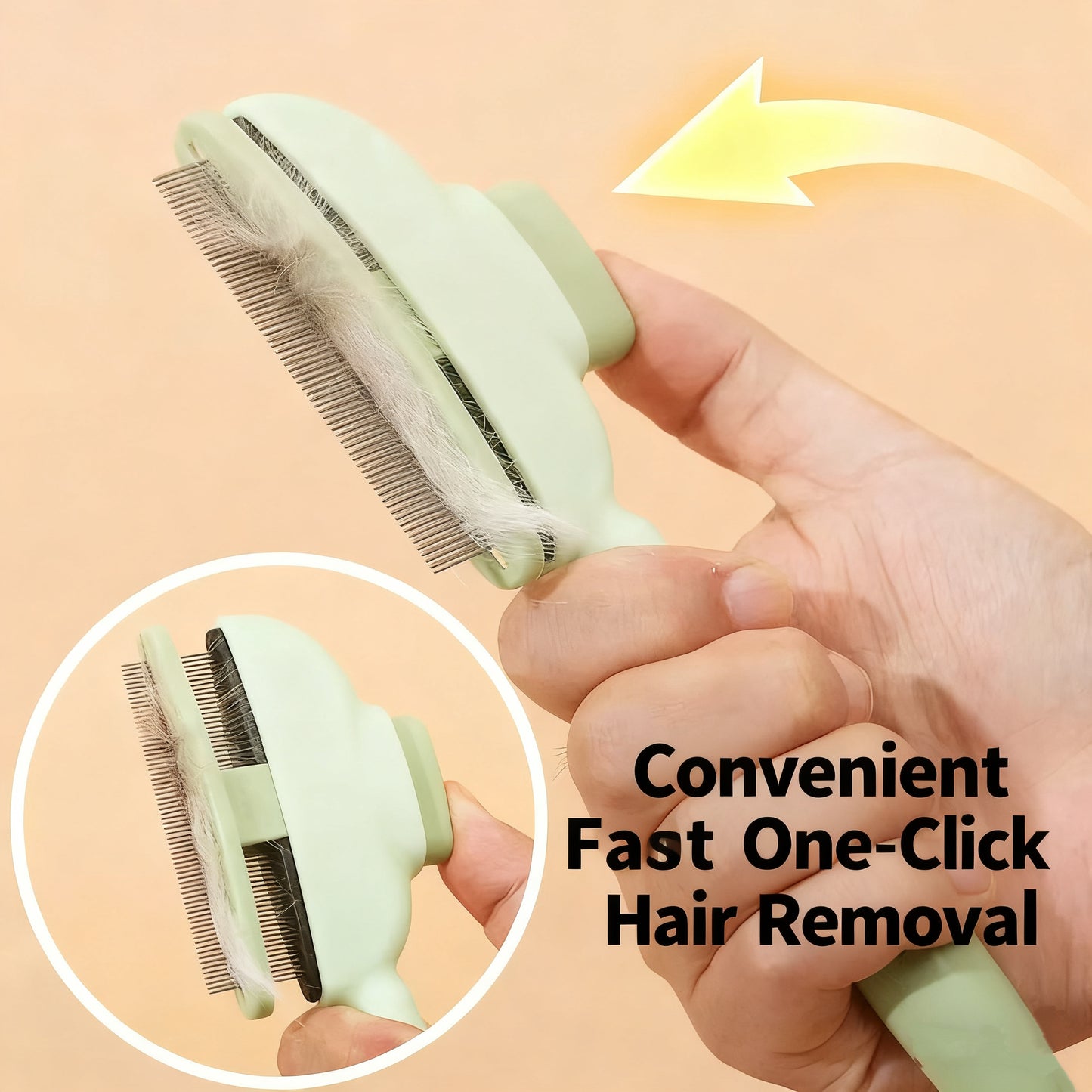 Pet Deshedding Brush – One-Click Loose Hair Remover for Dogs & Cats