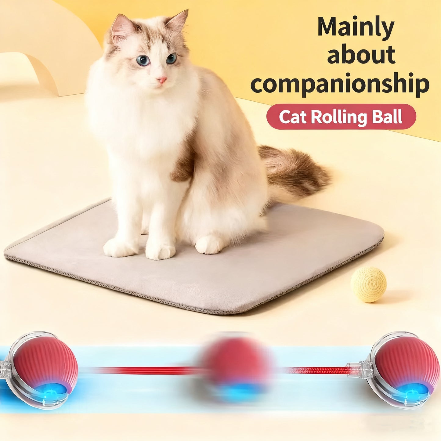 Electric Interactive Cat Ball – Rechargeable Self-Play Toy with Silicone Shell