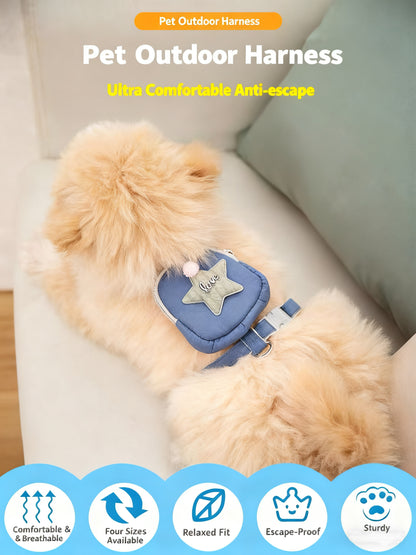 Vest-Style Pet Harness with Small Pocket – Adjustable No-Pull Harness for Small & Medium Pets (Leash Included)