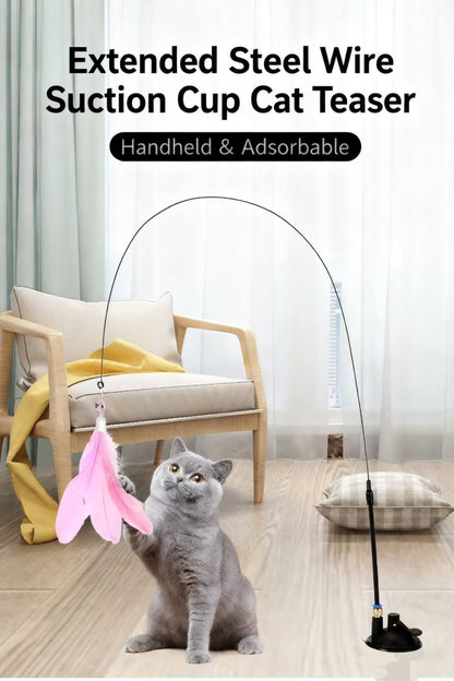Suction Cup Cat Teaser Wand – Interactive Self-Play Toy for Cats
