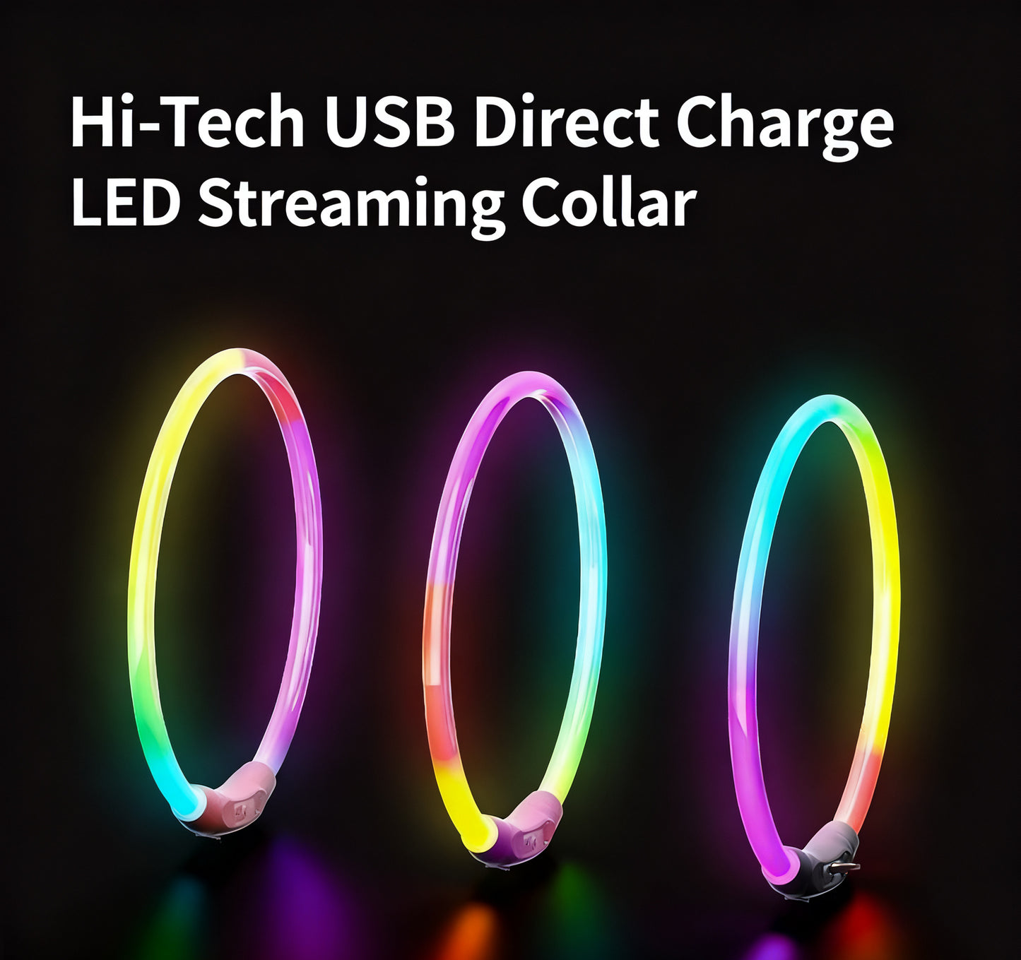 LED Pet Collar – USB Rechargeable Light-Up Collar with 3 Flash Modes for Dogs