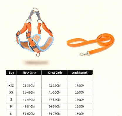 Soft Vest-Style Pet Harness with Free Leash – Adjustable No-Choke Design for Dogs & Cats