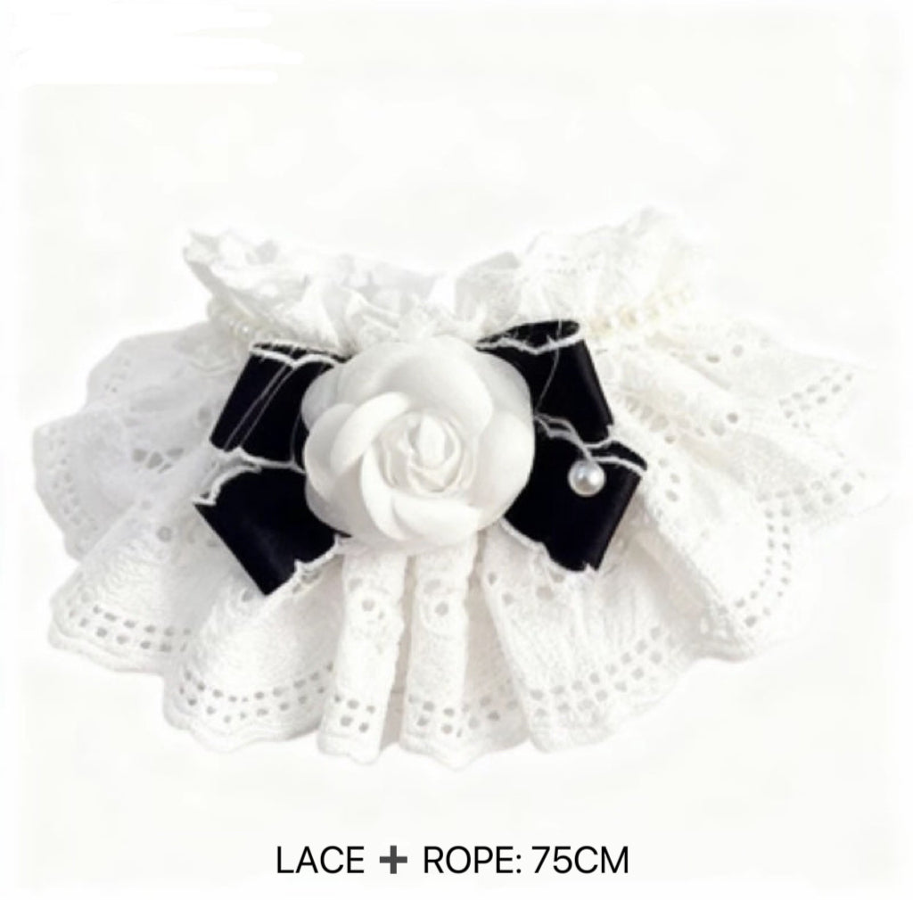 White Camellia Pet Bandana – Stylish & Absorbent for Dogs & Cats