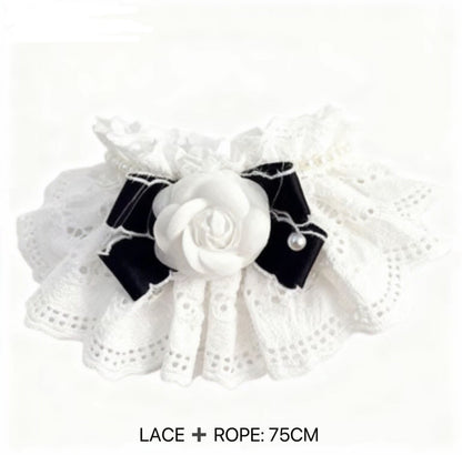 White Camellia Pet Bandana – Stylish & Absorbent for Dogs & Cats