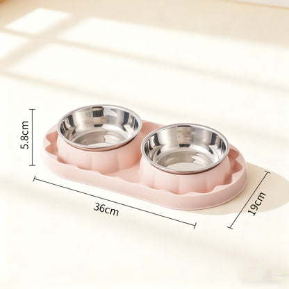 Double Pet Bowl Set – Food & Water Feeder for Dogs & Cats