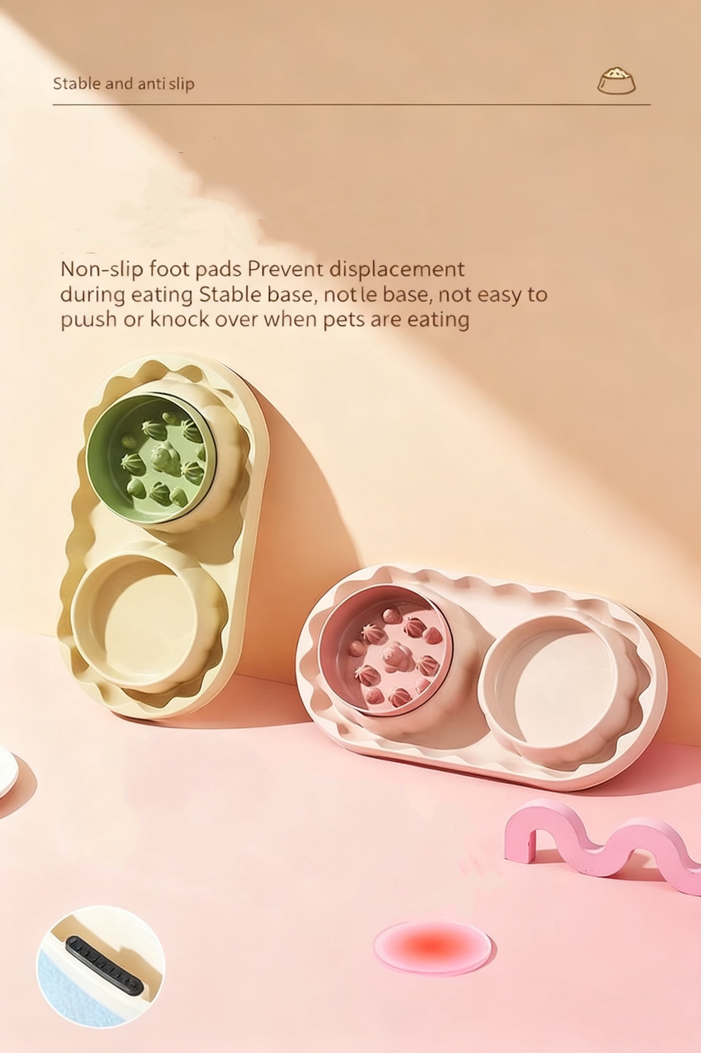 Double Stainless Steel Pet Bowls – Non-Slip Slow Feeder Set for Dogs & Cats