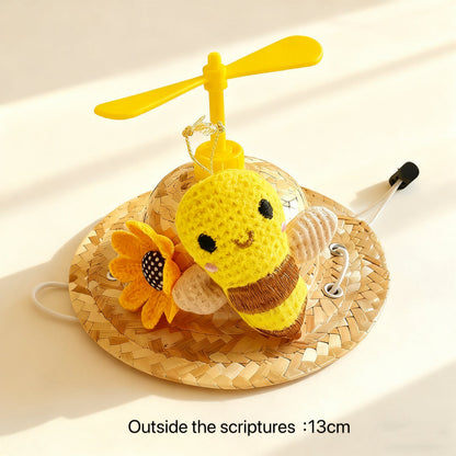 Straw Pet Hat with Flower – Summer Costume Accessory for Cats & Dogs