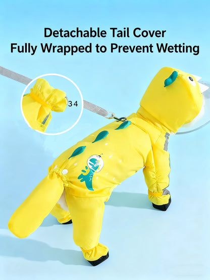 Dinosaur Raincoat for Pets – Full-Body Waterproof Outfit for Dogs & Cats