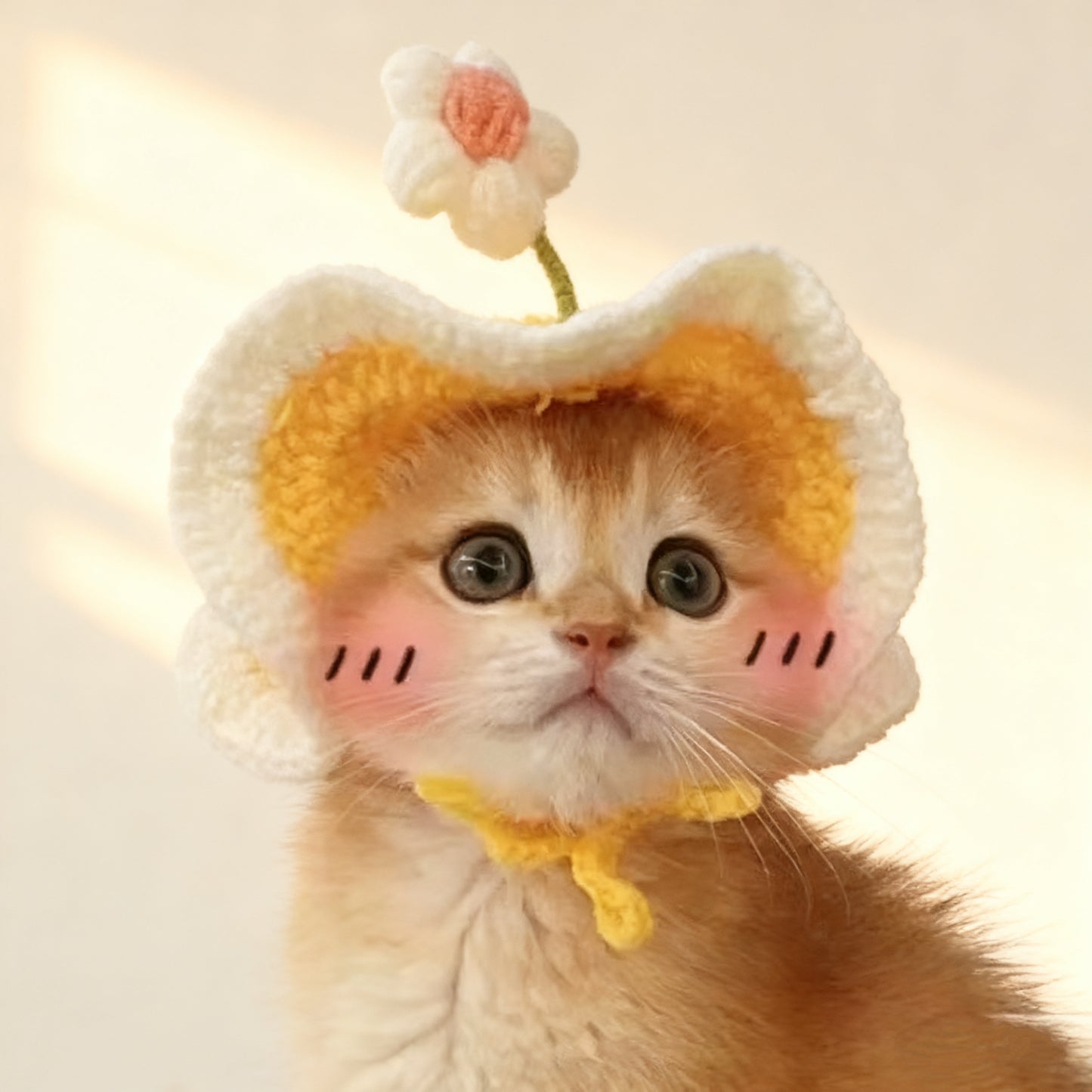 Knitted Pet Hat with Flower – Cute Wool Cap for Dogs & Cats