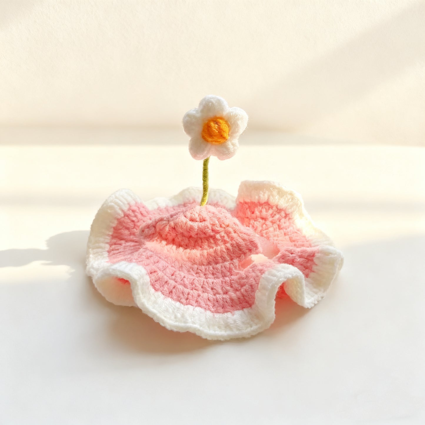 Knitted Pet Hat with Flower – Cute Wool Cap for Dogs & Cats