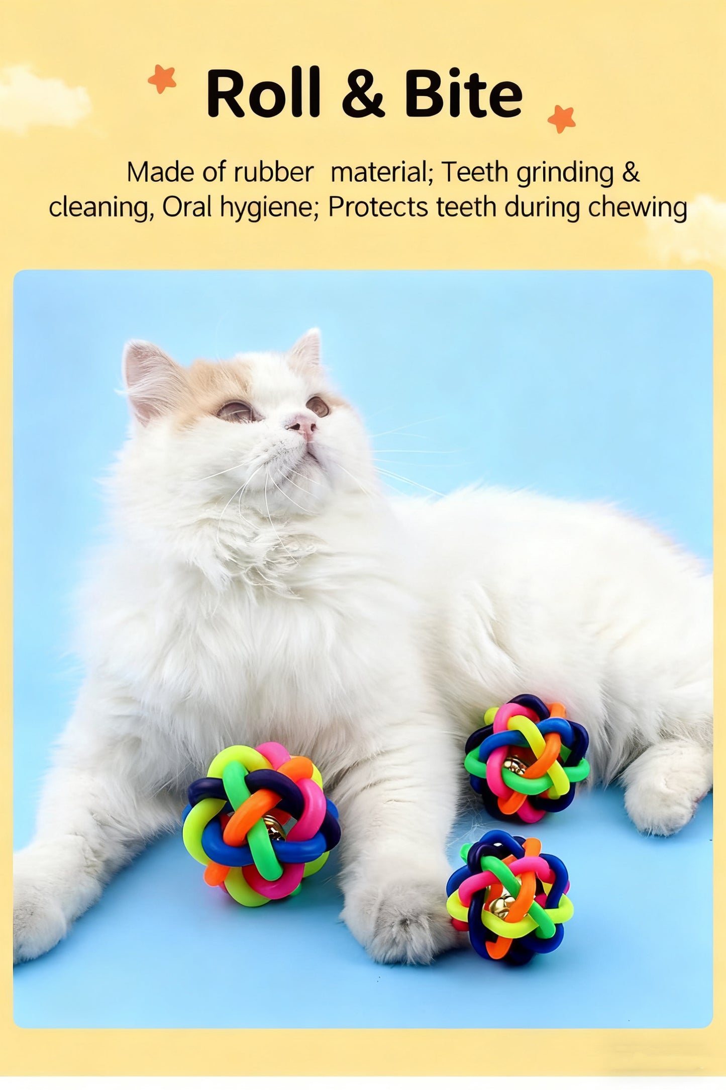 Rubber Rope Ball Toy with Bell – Durable Chew & Play Toy for Dogs & Cats