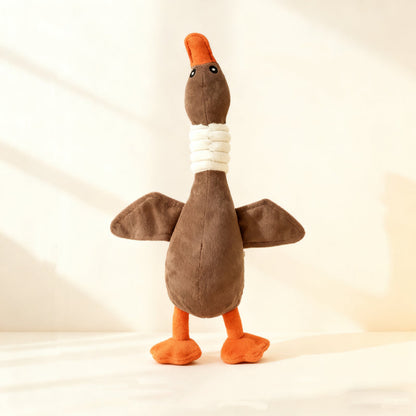 Durable Brown Goose Plush Dog Toy – Squeaky Chew & Play Toy for All Dogs