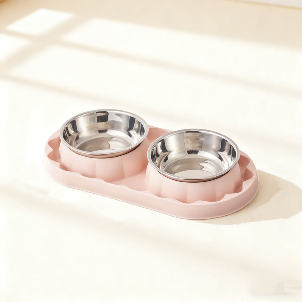 Double Pet Bowl Set – Food & Water Feeder for Dogs & Cats