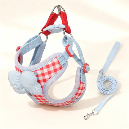 Pet Harness & Leash Set with Bow – Cute Adjustable Walking Set for Dogs & Cats