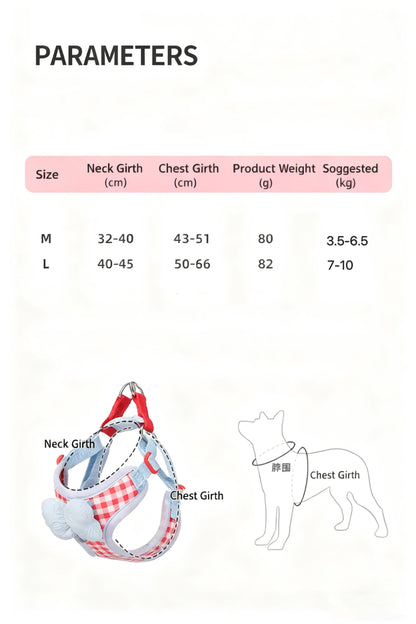 Pet Harness & Leash Set with Bow – Cute Adjustable Walking Set for Dogs & Cats