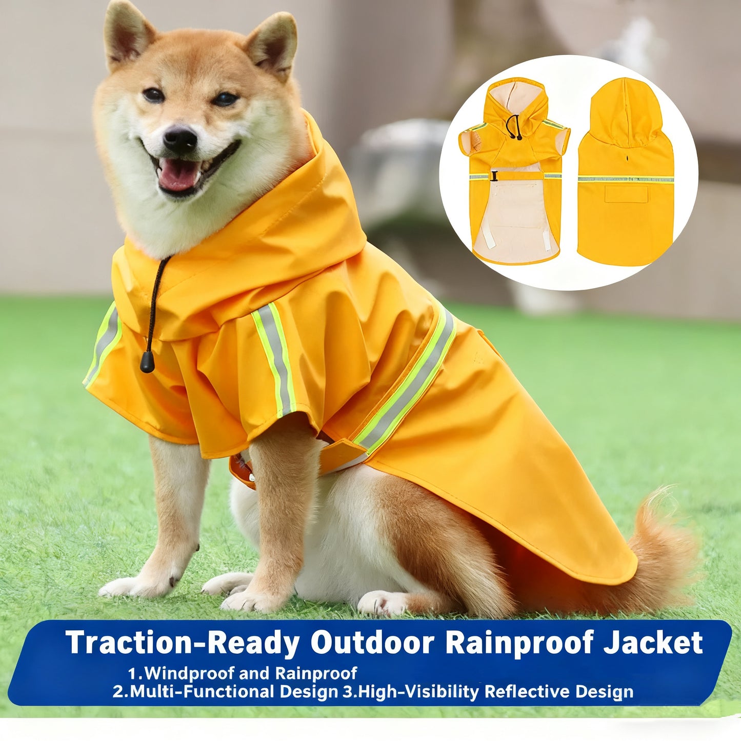 Reflective Waterproof Pet Raincoat – Durable Outdoor Jacket for Dogs & Cats
