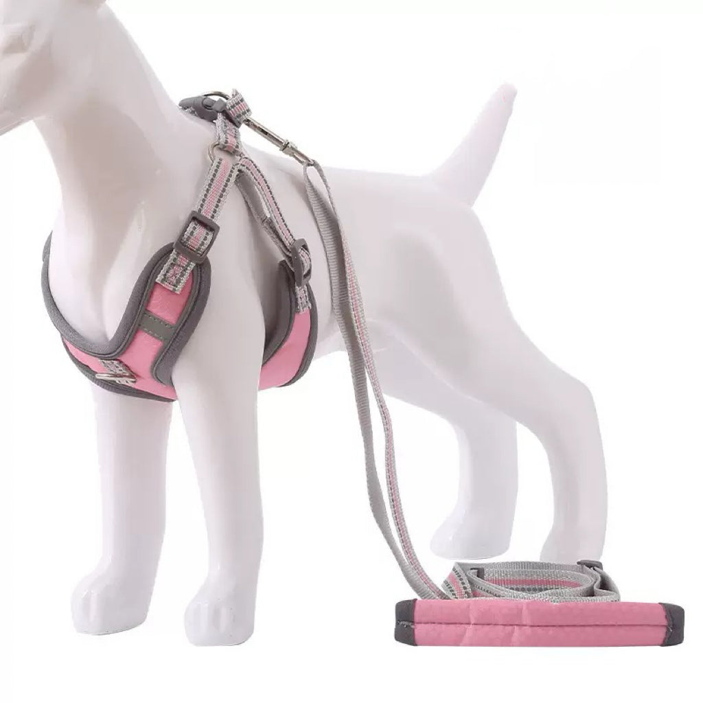 Reflective Lightweight Pet Harness with Leash – Durable Safety Vest for Dogs & Cats