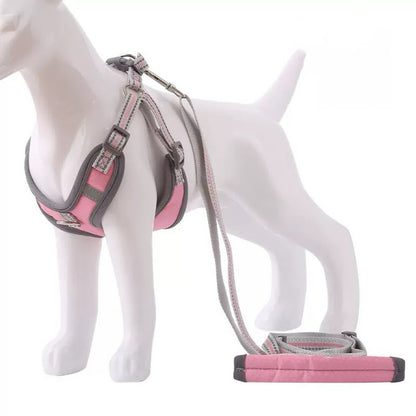 Reflective Lightweight Pet Harness with Leash – Durable Safety Vest for Dogs & Cats