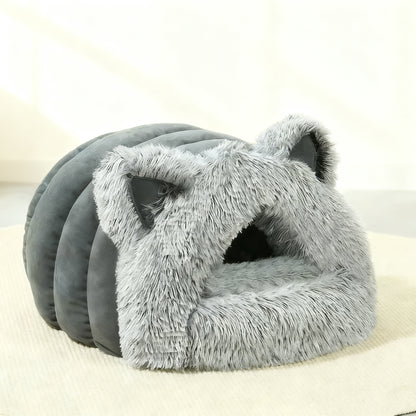 Fluffy Cat Ear Pet Bed – Warm, Lightweight & Non-Slip Cozy Nest for Dogs & Cats