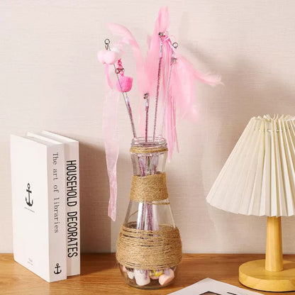 Cat Teaser Wand Set – 5-Piece Interactive Toy for Cats